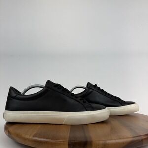 Mens Vince Fulton Black Leather Casual Lace Up Low Sneakers Shoes Size 9.5 M GUC